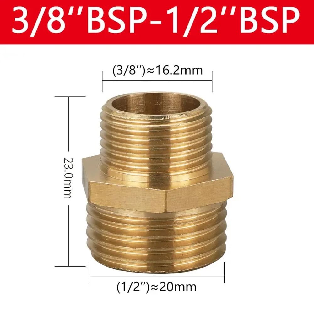 Accesorio de boquilla hexagonal para tubería de latón, adaptador de acoplamiento rápido de 1/8, 1/4, 3/8, 1/2, 3/4, 1, rosca macho a macho, conector para agua, aceite y gas, 3l8 a 1l2, 10 piezas