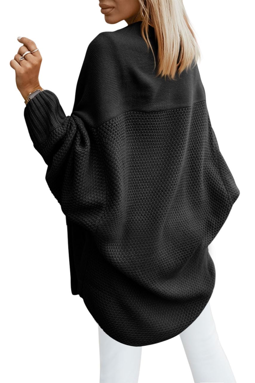 Saodimallsu Cardigan da donna, lungo, leggero, a maniche lunghe, aperto, in tinta unita, per il tempo libero, con tasca