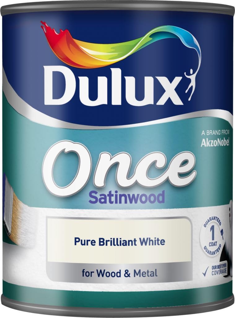 Dulux White Once Coat Satin Wood 750Ml Brilliant
