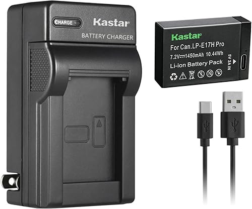 Kastar Paquete de 1 batería LP-E17H Pro con cable tipo C y cargador de pared de CA para cámara sin espejo Canon EOS R8, cámara sin espejo EOS R50,