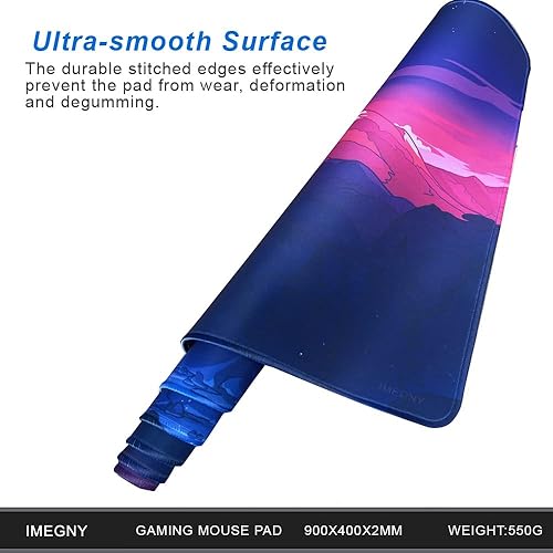 Miniatura 3 de Alfombrilla de mouse grande para juegos, alfombrilla de escritorio XXL extendida y alfombrilla de teclado de goma antideslizante con bordes cosidos