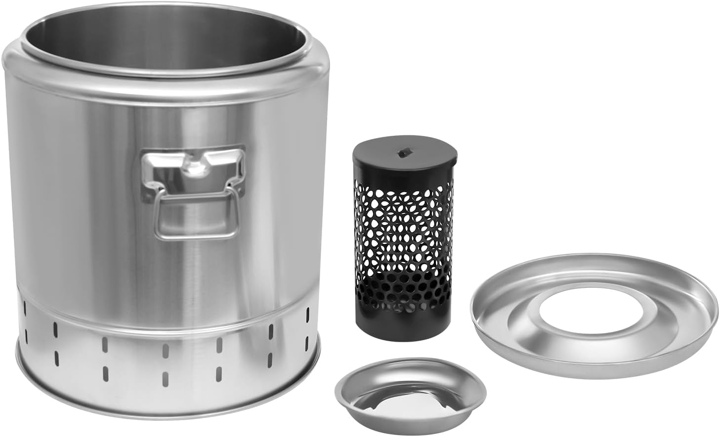 Portable Charcoal Barrel Grill 360° Stainless Steel Smokeless BBQ Grills Barrel with 20 Skewers Outdoor Barbecue Cooking Smoker for Camping Backyard Travel Patio BBQ (13.39 X 14.17 Inch)