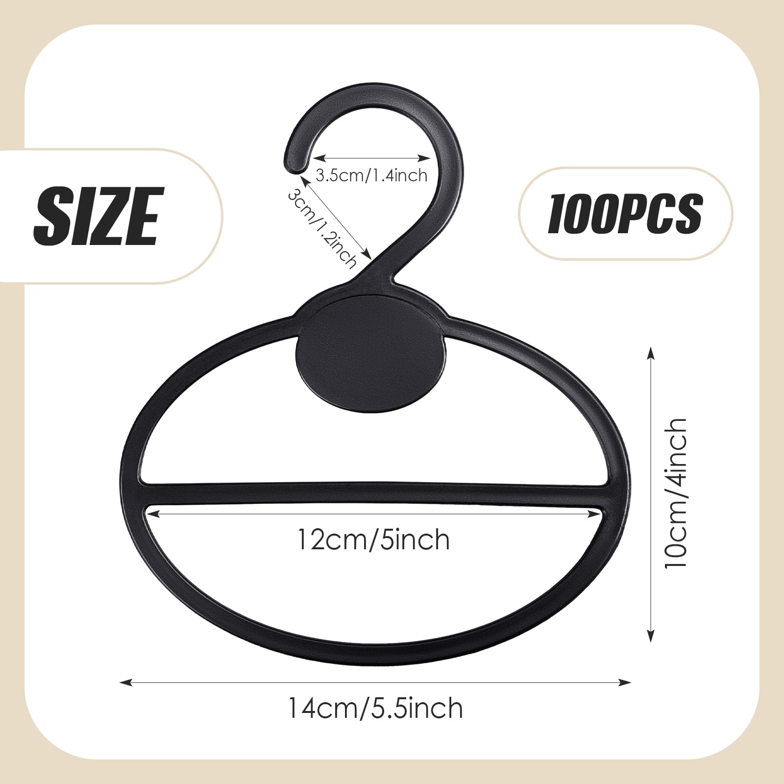 FoldTier 100 Pcs Scarf Hanger Plastic Holder Organizer Space Saving Scarf Organizer Clothes Hanger for Scarves Headscarves Clothing Sorting Storing (Black)