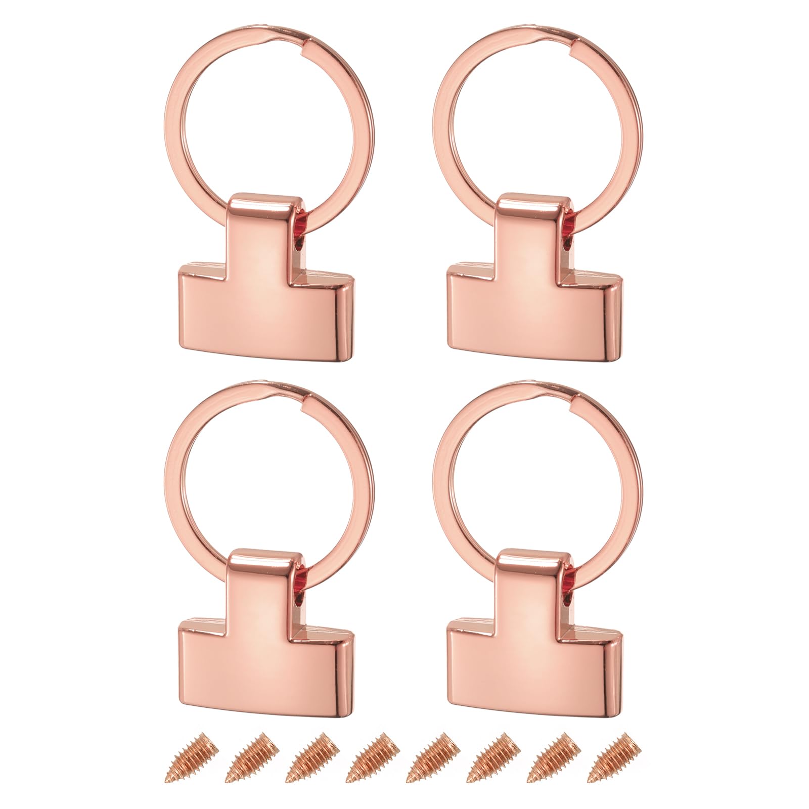 sourcing map 4Pcs 22mm/ 0.87" Key Fob Hardware with 20mm ID Keychain Ring Purse Bag Hardware for Car Key Chain, Hanging Lanyard, Rose Golden