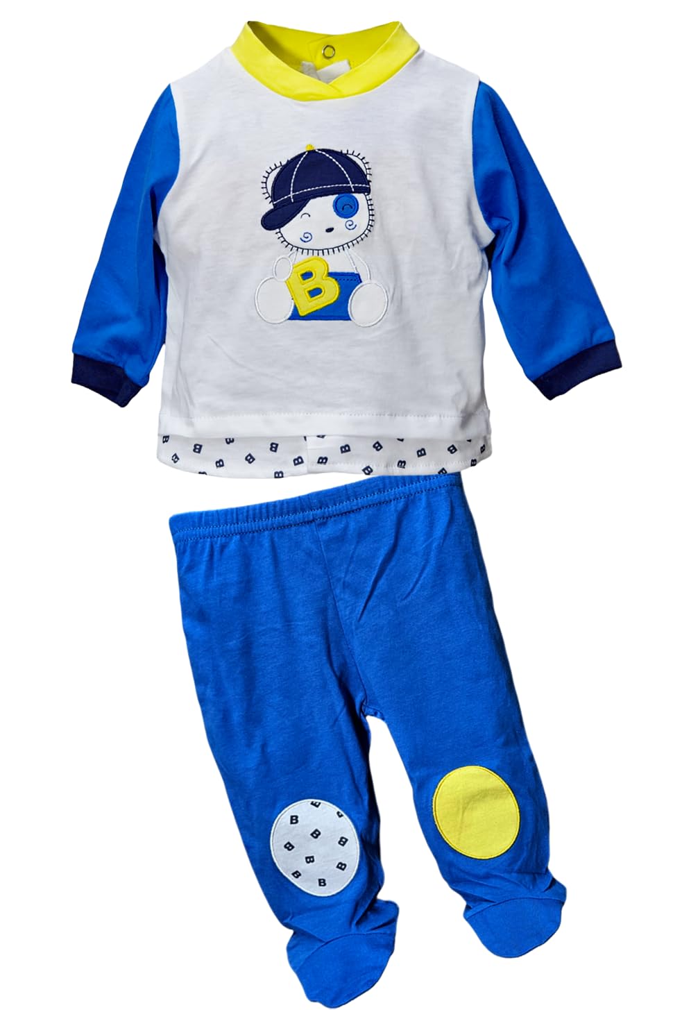 Corredino Neonato Set Completino 2 Pezzi + Copertina + Bavetto + Scarpine + Cappellino - in Cotone Primavera-Estate - Bdibimbo