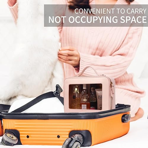 Miniatura 4 de Pinkmik Bolsa de maquillaje transparente, estuche de viaje portátil transparente para cosméticos, neceser de viaje transparente, bolsa de maquillaje