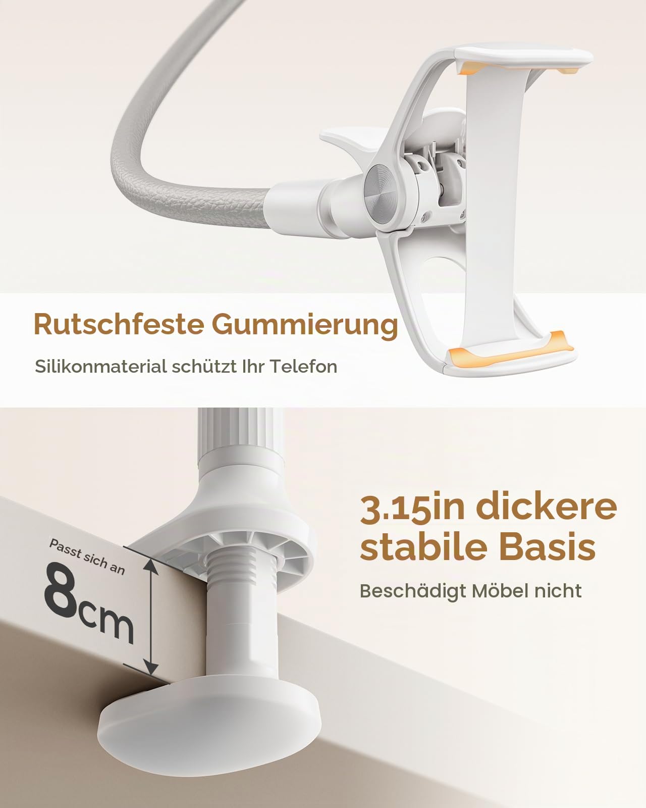 SAIJI Handy Halter für Bett, Schwanenhals Handy Halterung