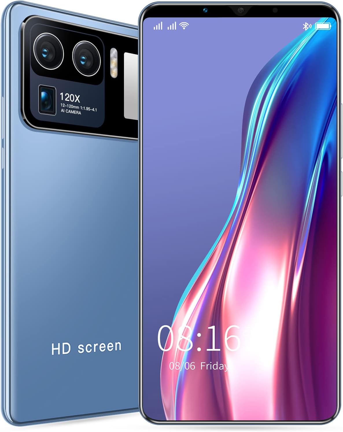 ASHATA Unlocked Android Cellphone Face Recognition Smartphone with 4.45in HD Curved Screen, Full Network Mobile Phone, 512MB 4GB, Support Extended 128GB Memory Card, BT FM (Blue)