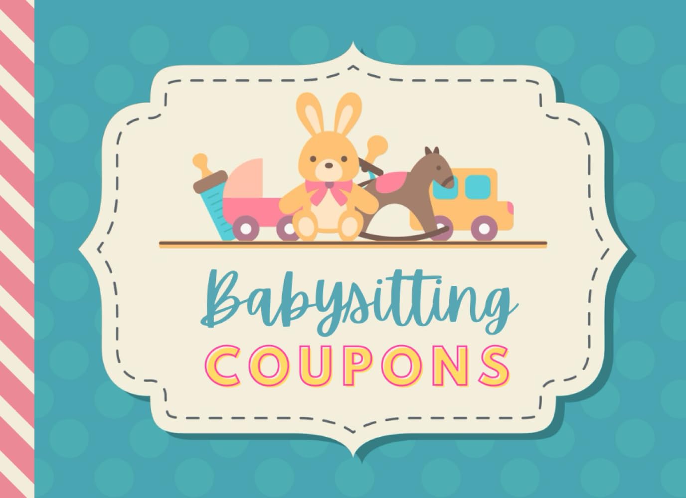 Babysitting Coupons: Toys on Teal Blue Theme / 50 Vouchers / Gift Book for Grandparents - Grandma - Grandpa - New Mom Baby Shower / Cute Card Alternative