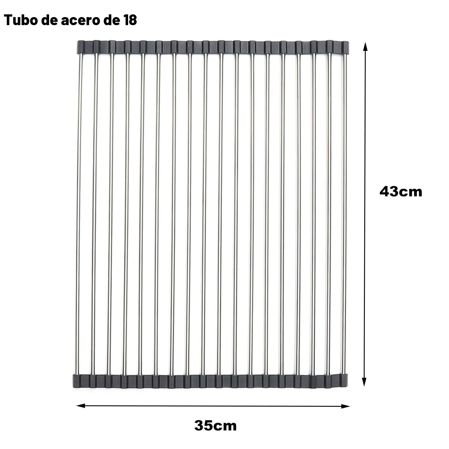 ViWaVee Escurreplatos Plegable y extraíble, escurridor de Platos sobre el Fregadero, Alfombrilla de Goteo, Rejilla de Goteo para Tazas, Frutas, Verduras, Organizador de Cocina (Negro 43 x 35)