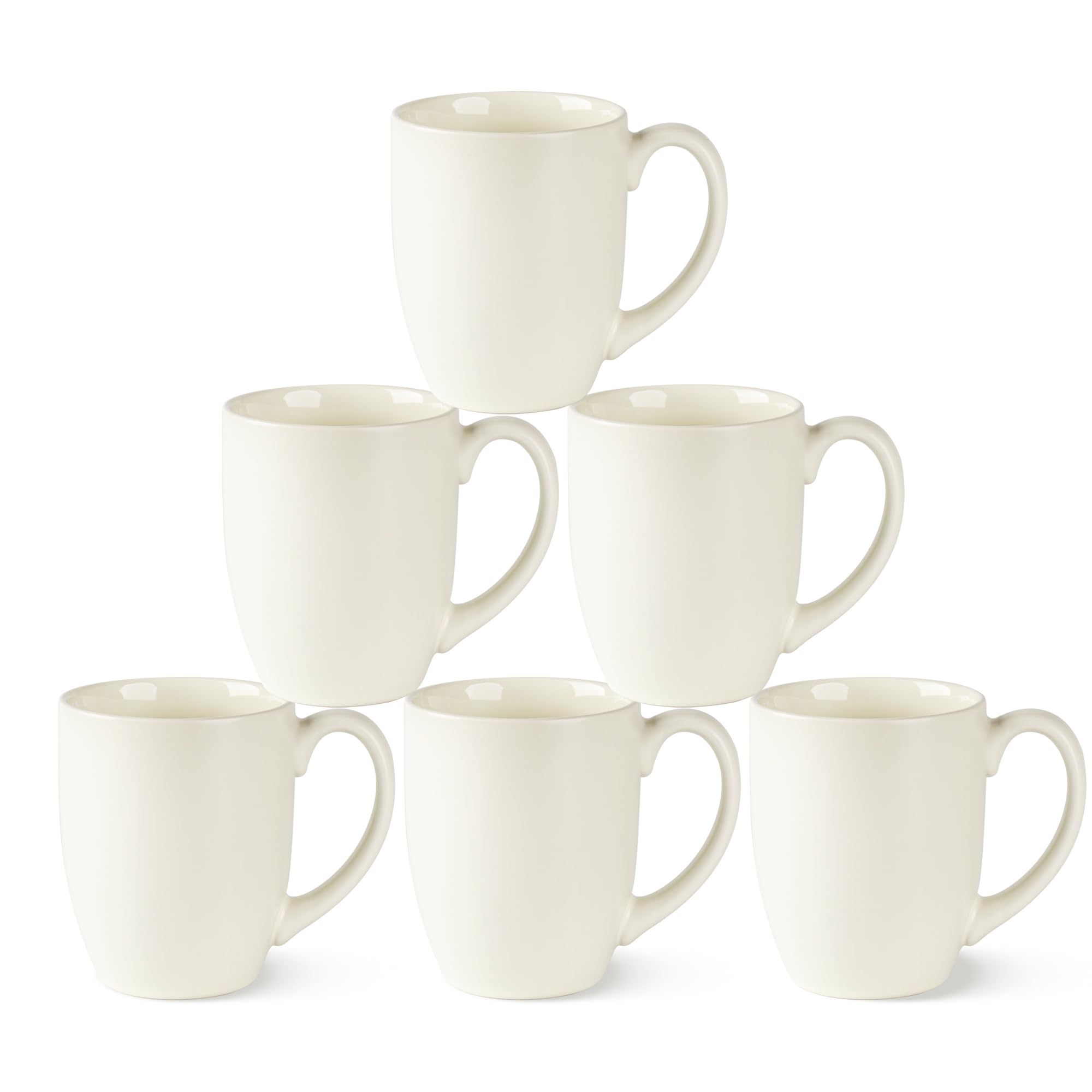 AmorArc 16oz Coffee Mugs Set of 6, Large Ceramic Coffee Mugs for Man, Woman, Dad, Mom, Modern Coffee Mugs with Handle for Tea/Latte/Cappuccino/Cocoa. Dishwasher&Microwave Safe, Light Beige
