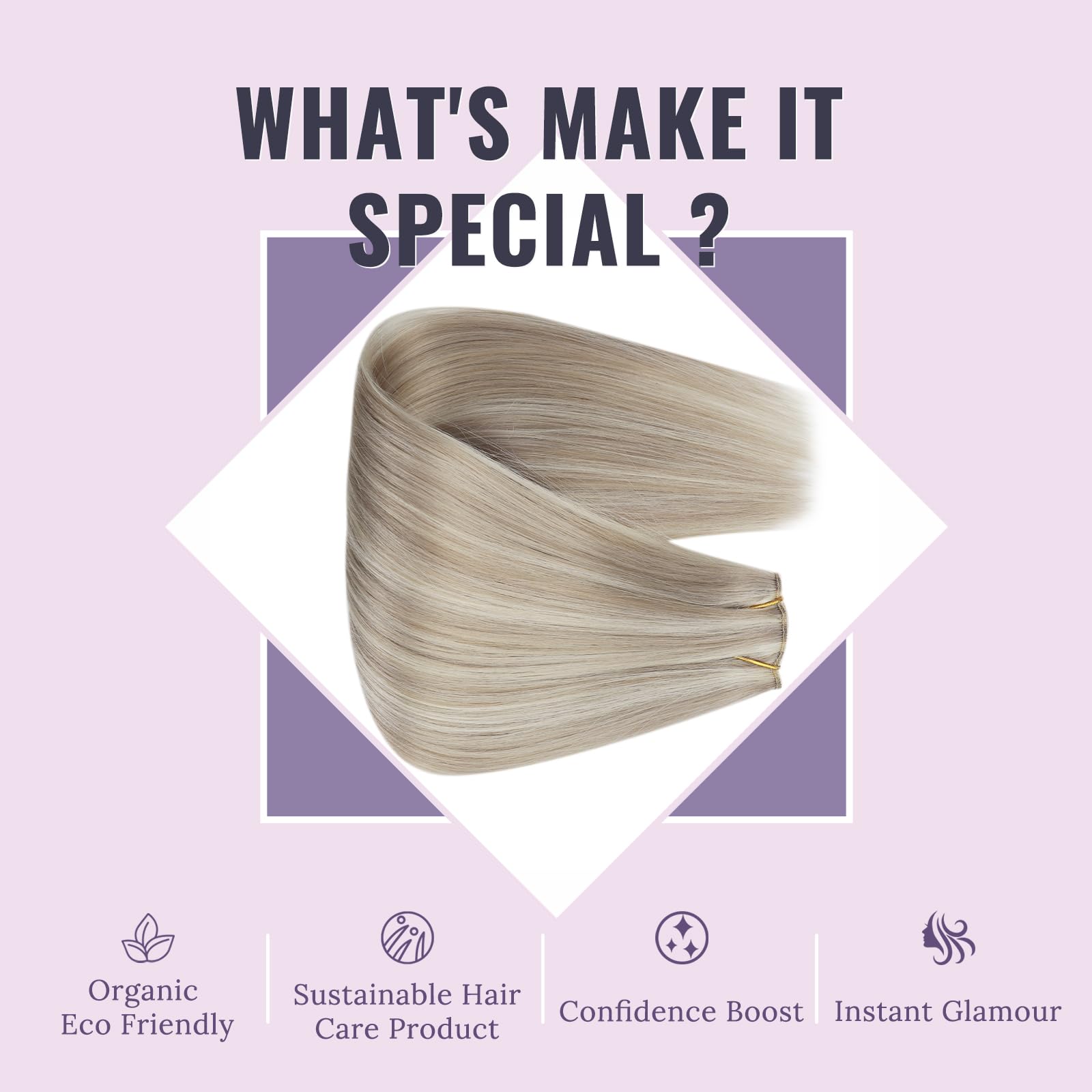 Fshine Lunghi Extension Filo Invisibile Capelli 20 Pollici Veri Lisci Capelli Umani Extension Highlight Biondo Cenere Con Biondo Candido Extension Capelli Remy Filo 127G Hair Extensions Wire #18P613