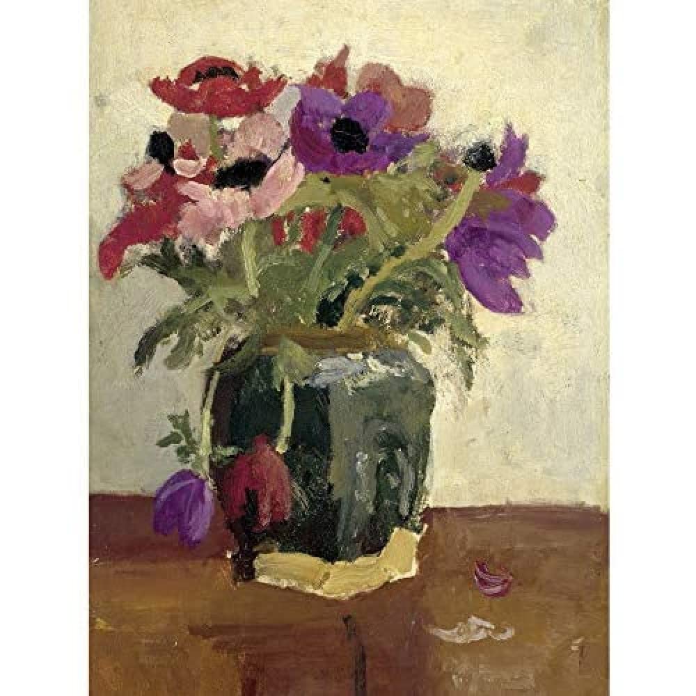 Artery8 Breitner Ginger Pot With Anemones Painting Art Print Canvas Premium Wall Decor Poster Mural
