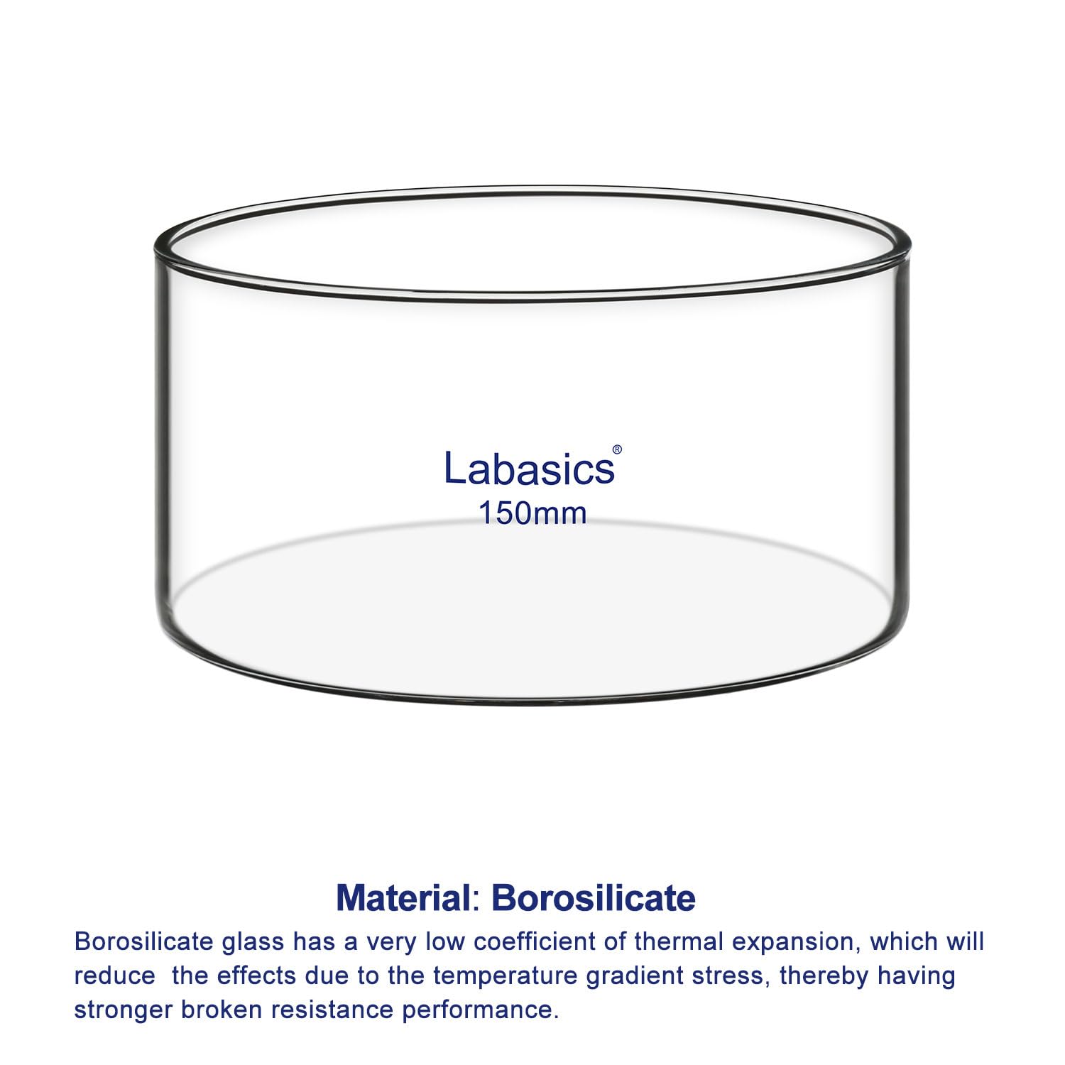Labasics Crystallizing Dish, No Spout Flat Bottom Thick-Walled High Borosilicate Glass Crystallizing Dishes for Crystallization and Evaporation Lab Glassware, Outer Diameter: 150 mm, Capacity: 1000 ml — Amazon image 3