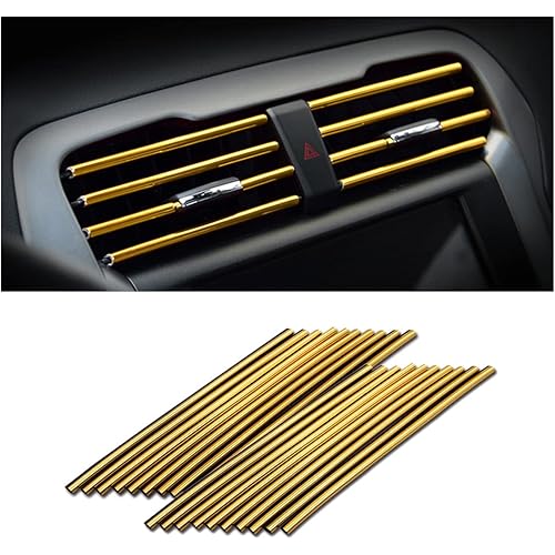 20 Pieces Car Air Conditioner Decoration Strip for Vent Outlet, Universal Waterproof Bendable Air Vent Outlet Trim Decoration, Suitable for Most Air Vent Outlet, Car Interior Accessories (Gold)