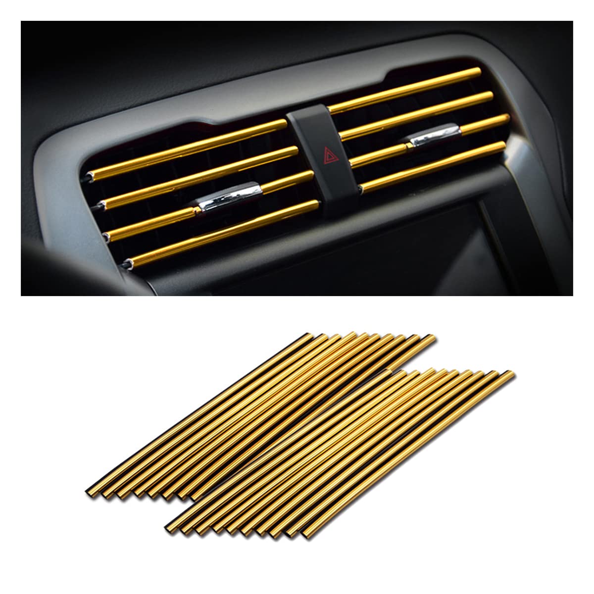 Strisce Decorative Aria Condizionata Auto - 20 Pezzi PVC Cromato Per Prese Dritte
