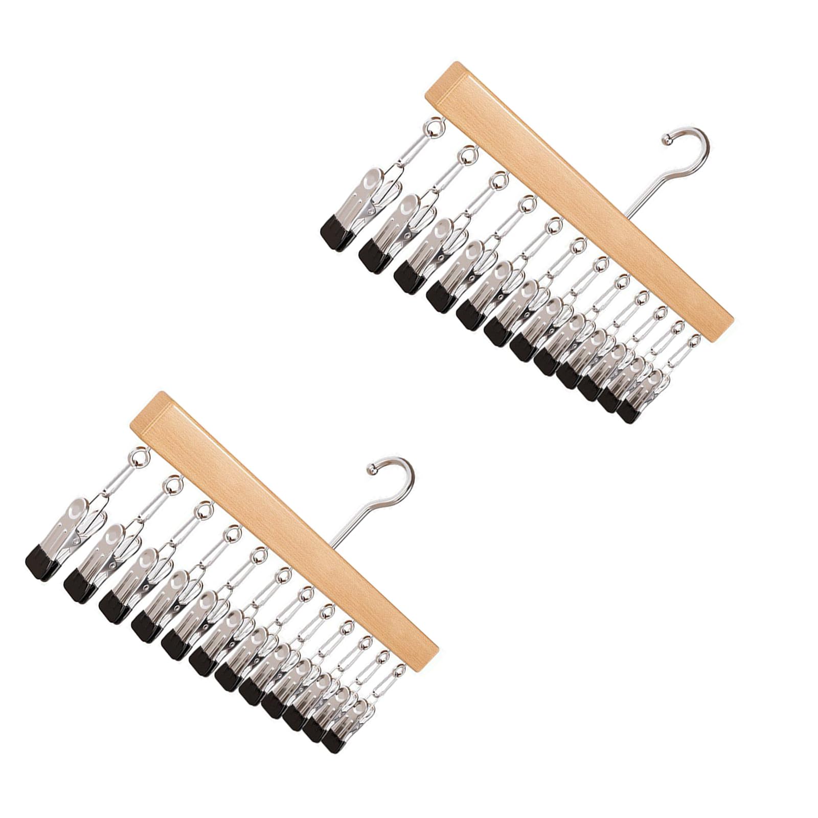 Hrtyvhin A Multi Purpose Wooden Hat Rack With 12 Clips Holds Caps Socks Nd Underwear Space Saving Wall Mount Design Hanger Cap Storage Rack