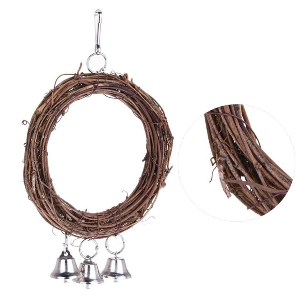 DOITOOL 3stücke Stehendes Papageien-schaukelspielzeug Rattan-Kreis Mit Glocken Vogelspielzeug Für Käfige Kletterzubehör Für Vögel Spielplatz Für Papageien
