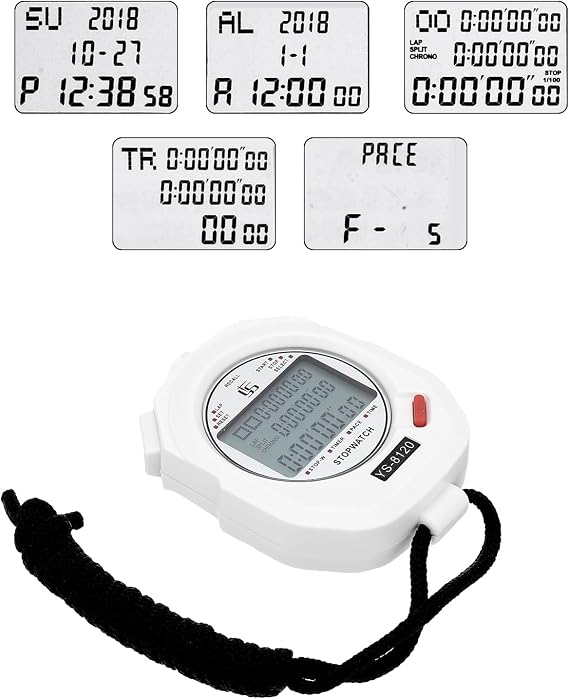 PATIKIL Sport Stopwatch Timer 120 Lap Memory, 0.01 Second Timing Stops Watch Alarm Clock for Coach Referee Swimming Running White