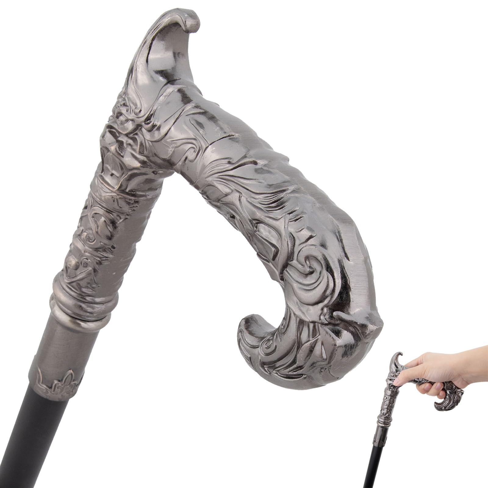 Bastón Plegable de Aluminio con Diseño Misterioso, Bastones Plegables de Doble Sección con Ajuste de Altura, Punta Antideslizante y Correa para la Muñeca para Mayor Estabilidad.