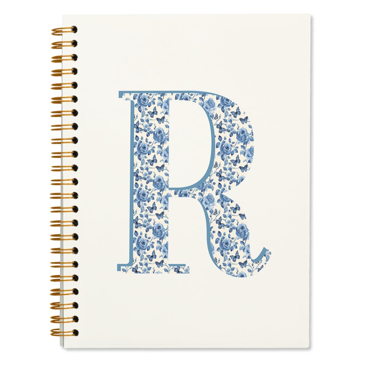 ShowDraven Blue Cute Initial Notebook Journal Diary Libretas Escolares R, Preppy Cute Aesthetic Personalized Notebook Gifts for Women Teen Girls Kids,
