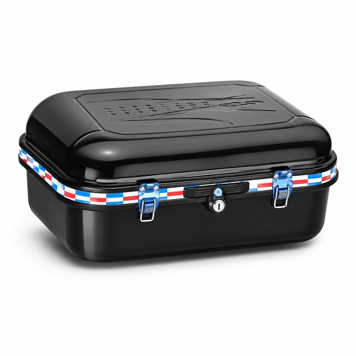 Baannaww Motorcycle Rear Box 50L, Metal Scooter Top Case with Lock and Keys, Large Motorbike Storage Trunk, Rear Rack Helmet Box with Mounting Kit, Water-Resistant Hard Shell Tail Box