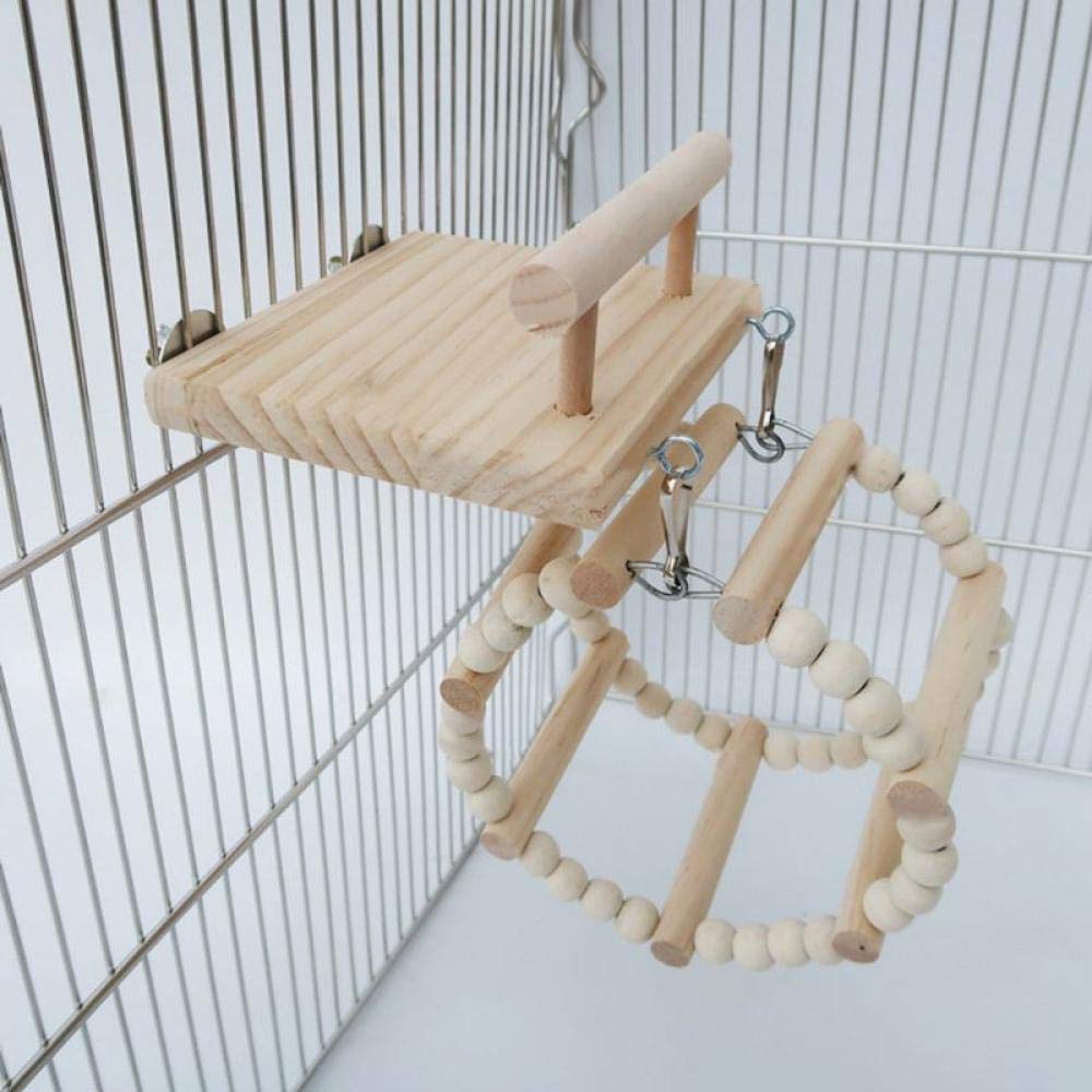 Vogelstangen Hölzerne Vogelstangen Käfigspielzeug Hamster Play Gym Stand Mit Holzschaukel Rattan Ball 1St. 3
