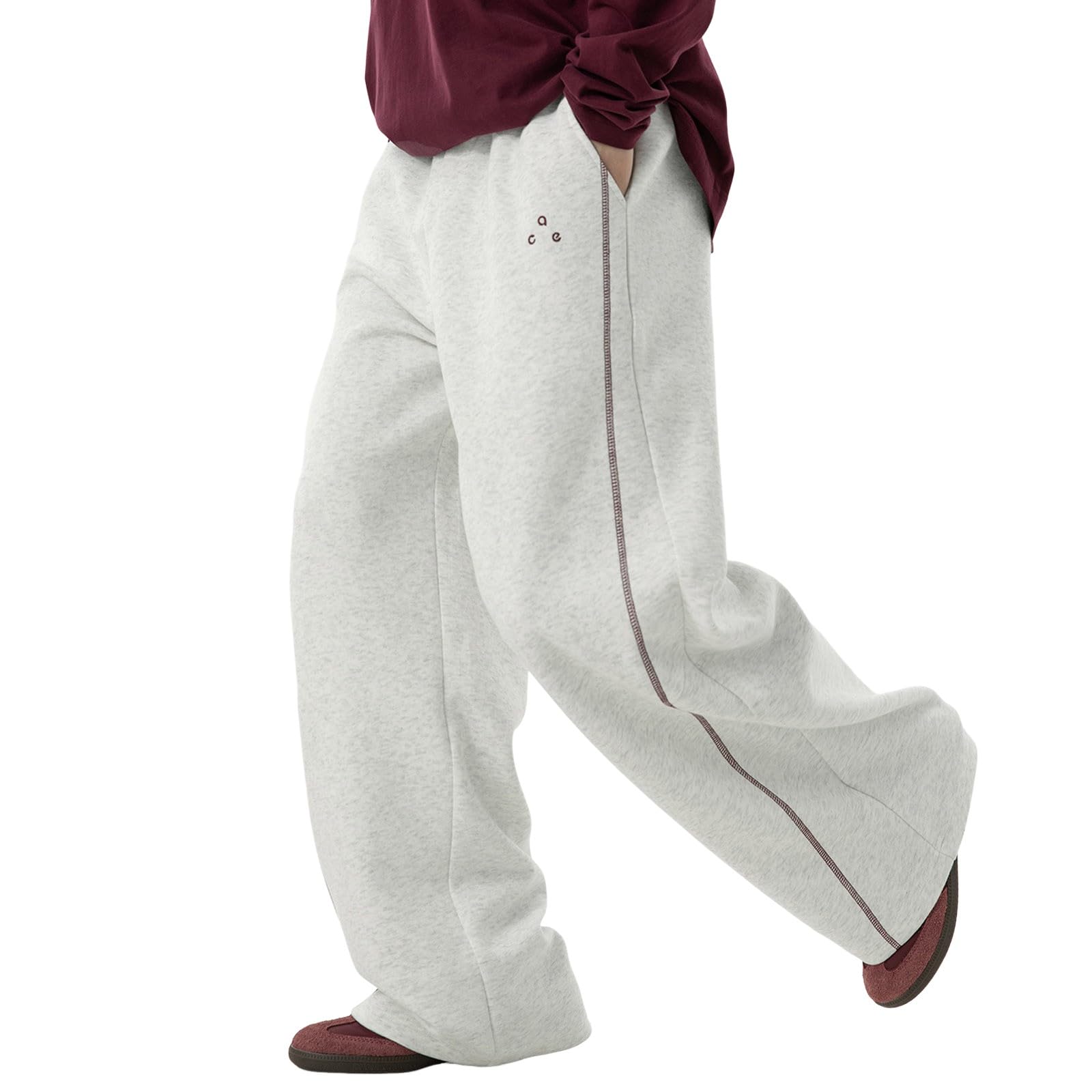 Generisch Pantaloni da uomo per il tempo libero da uomo per l'uso quotidiano. Vestibilità comoda. Design a blocchi di colore per stile. Pantaloni versatili e larghi con gamba dritta per gite casual e