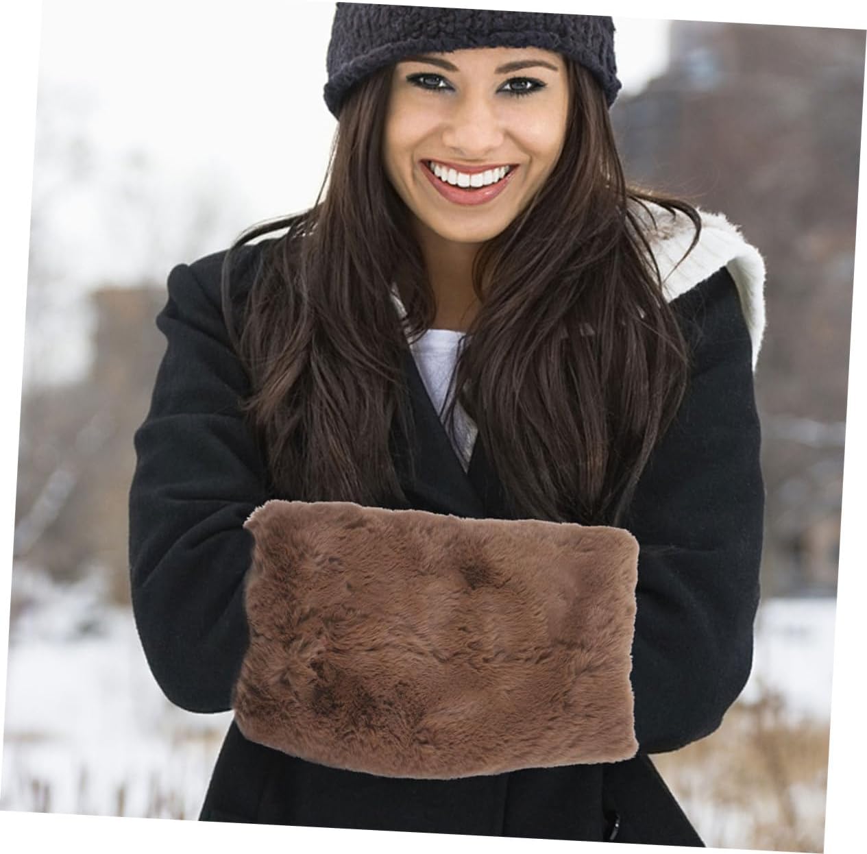2pcs Women Faux Fur Hand Muffs Soft Warm Winter Outdoor Use