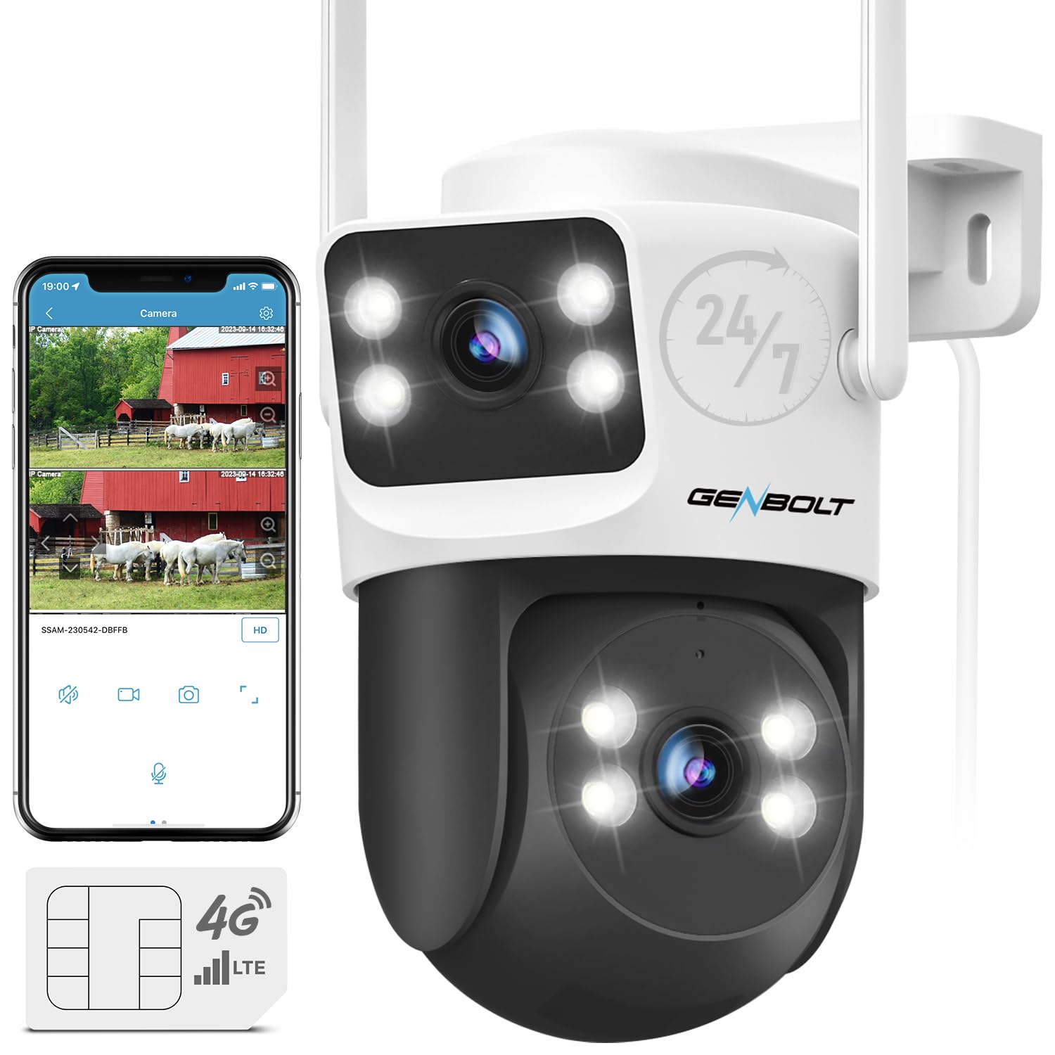 Amazon.co.jp: GENBOLT 4G LTE 防犯カメラ ワイヤレス 屋外 wifi不要