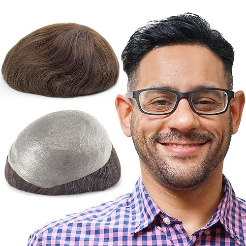 Lordhair Sistema de cabello con cabello 100% humano de 8 x 10 pulgadas para hombres 0.002 in sistema de cabello de piel súper fina para hombre con Lordhair Sistema de cabello con cabello 100% humano de 8 x 10 pulgadas para hombres 0.002 in sistema de cabello de piel súper fina para hombre con