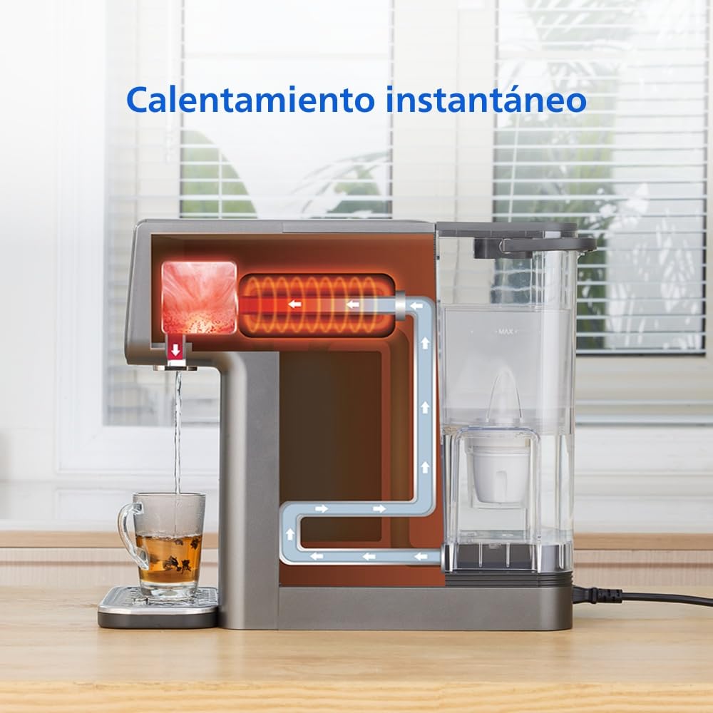 Philips 3500 Series Dispensador de Agua Caliente y Fría con Filtración Taste+, Agua Filtrada Caliente y Fría en Segundos, Protección Antibacteriana UV-C, No Requiere Instalación
