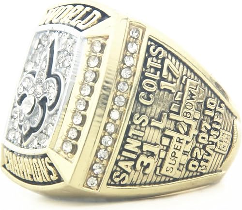 Miniatura 3 de Anillo de campeones de fútbol de Nueva Orleans 2009 con caja de madera tamaño 11, Madera, Zirconia cúbica