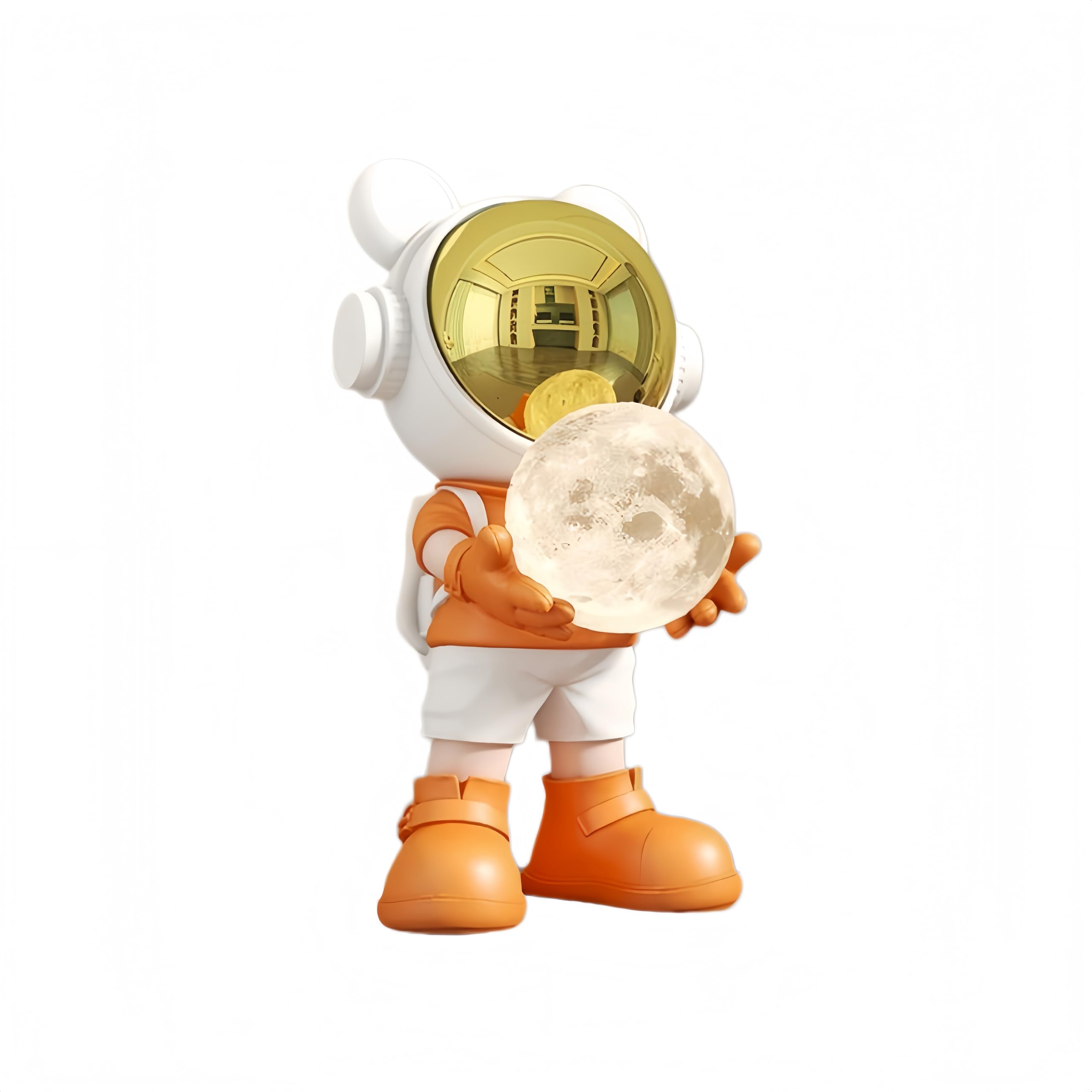 Estatua de astronauta de resina, escultura espacial, decoración temática espacial, perfecta para salas de estar, dormitorios y otros espacios (naranja A)