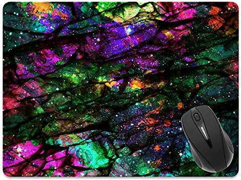 Extra Large (X-Large) Size Non-Slip Rectangle Mousepad, FINCIBO Purple Green Galaxy Marble Mouse Pad for Home, Office and Gaming Desk