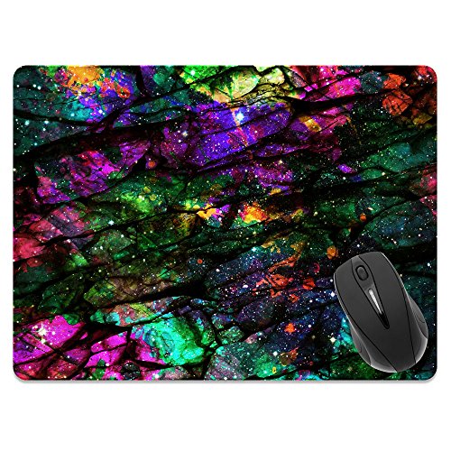 Extra Large (X-Large) Size Non-Slip Rectangle Mousepad, Fincibo Purple Green Galaxy Marble Mouse Pad For Home, Office And Gaming Desk #TOP1