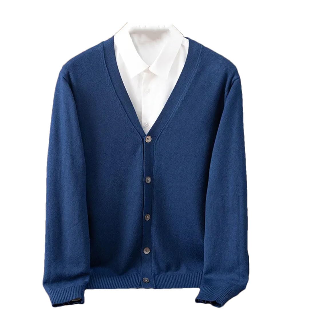 Men's Cashmere Cardigan Large Size Knitted V-Neck Warm Wool Woolen Sweater