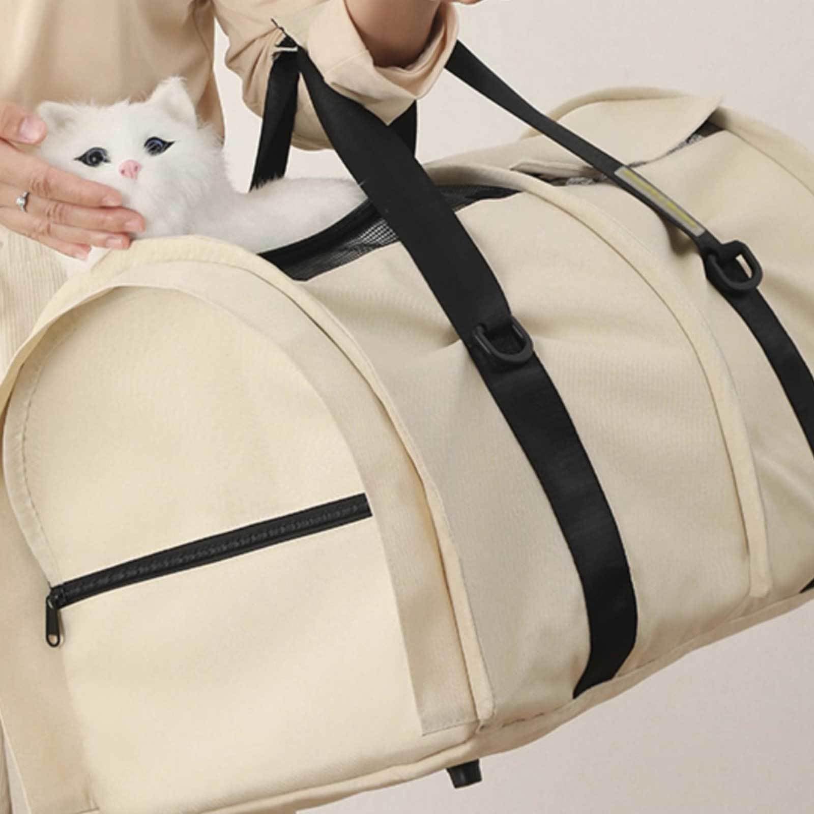 Bolsa de Transporte para Gatos y Perros Bolso Ligero para Mascotas con Lados Suaves Bolsa de Hombro Transpirable para Animales Pequeños, Conejos, Cachorros y Gatitos de hasta 10 LB,Beige