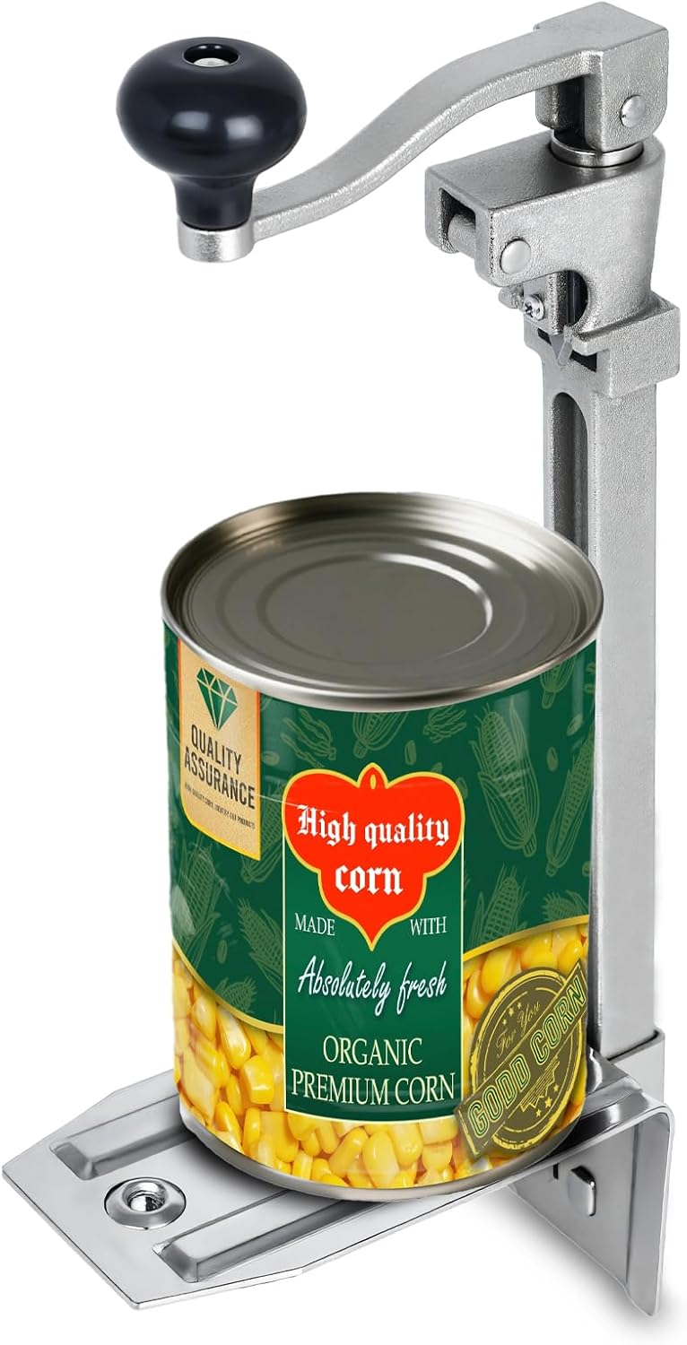 Commercial Can Opener Heavy Duty, 20" Stainless Steel Table Mounted Opener for #10 Cans up to 11" Tall, Professional Industrial Kitchen Tool with Cast Steel Base and Stainless Blade