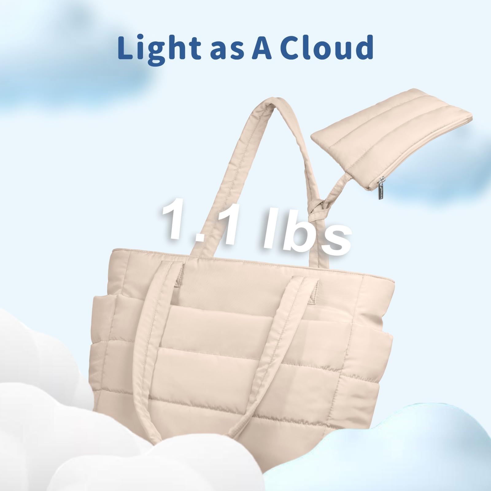 TOPDesign Puffer Tote Bag für Frauen, leichte Puffy Handtasche mit Fächern, gesteppte Schultertasche für Arbeit, Reisen, Fitnessstudio