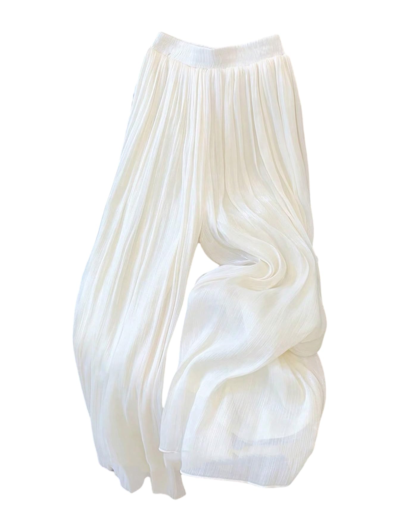 Womens High Waisted Flowy Palazzo Pants Pleated Wide Leg Baggy Long Pants Chiffon Trousers