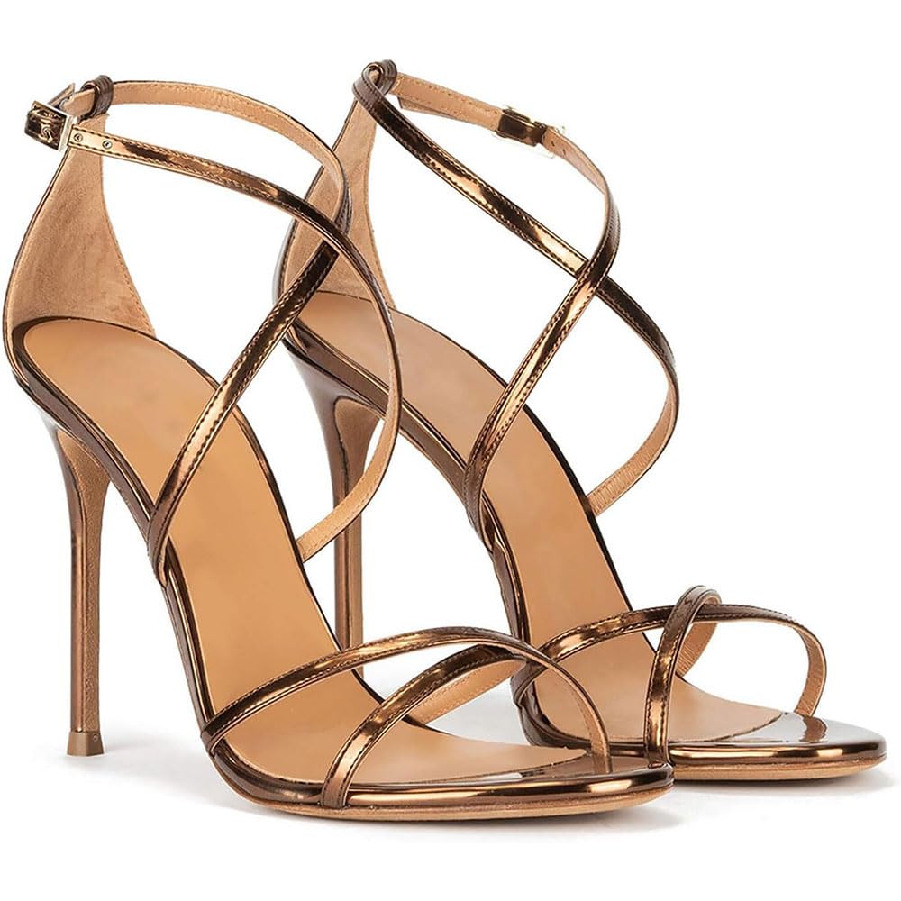 Hyfzxwx Women's B High Heels Sexy Stiletto Cross Sandals With Ankle Strap And Open Toe Party Wedding Shoes 10 Cm /B/41Eu