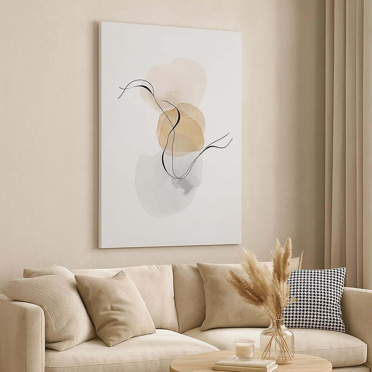 ARTTOR Bilder auf Leinwand 80x120 cm Wandbild Abstrakt Pastell - 4827 | Aquarell Minimalistisch Vertikal Groß XXL Wanddekoration Wohnzimmer Schlafzimmer Wandkunst Wanddeko Kunstdruck Küche ARTTOR