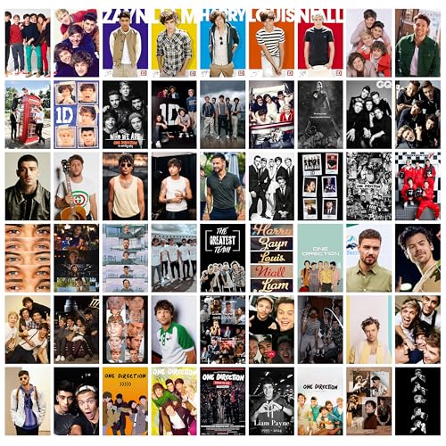 Image of Pack of 54 One Direction Wall Collage Kit Posters - 4 x 6 Inches Posters for Wall Decoration - Wall Art For Bedroom, Office, Living room, Dorm room - Glue Dots Included
