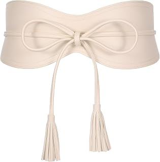 XZQTIVE Women's Wide Belt for Dress Fashion Obi Belt with Tassel Tie