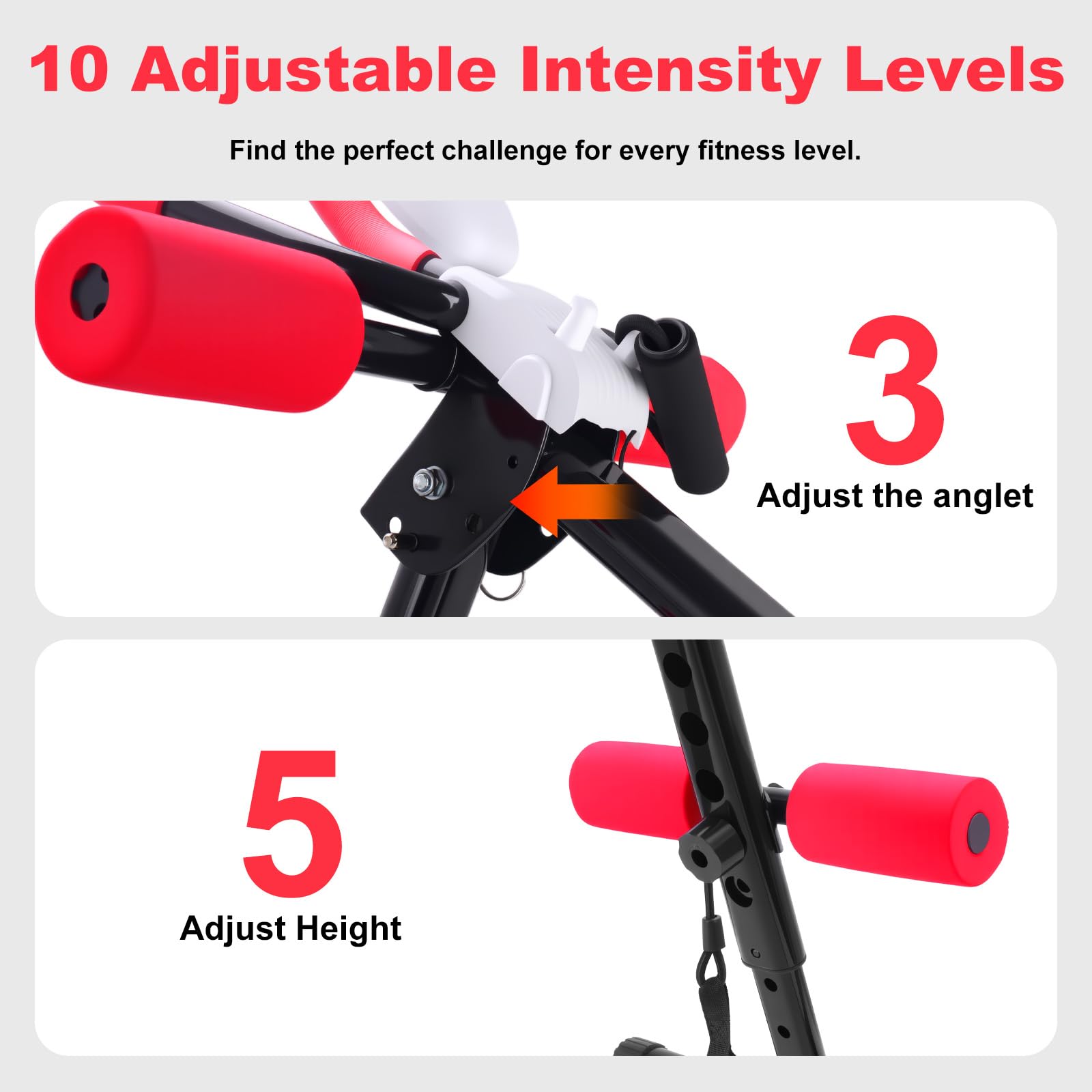 Bauchtrainer für Zuhause Verstellbarer, multifunktionaler Bauchmuskeltrainer, Fitnessgerät bis 150 kg belastbar, Full Body Abdominal Trainer für Herren und Damen (blackish red)
