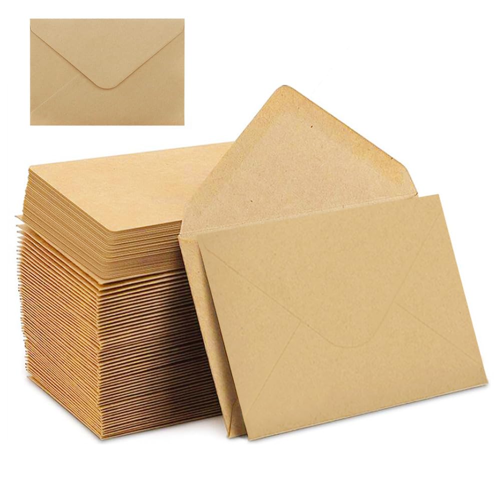 100 Piezas Sobres C6 Sobres Papel Kraft Sobre Vintage Marrón Sobres Engomado 162 x 114 mm Sobres para Regalo Invitaciones de Boda Tarjeta de Felicitación