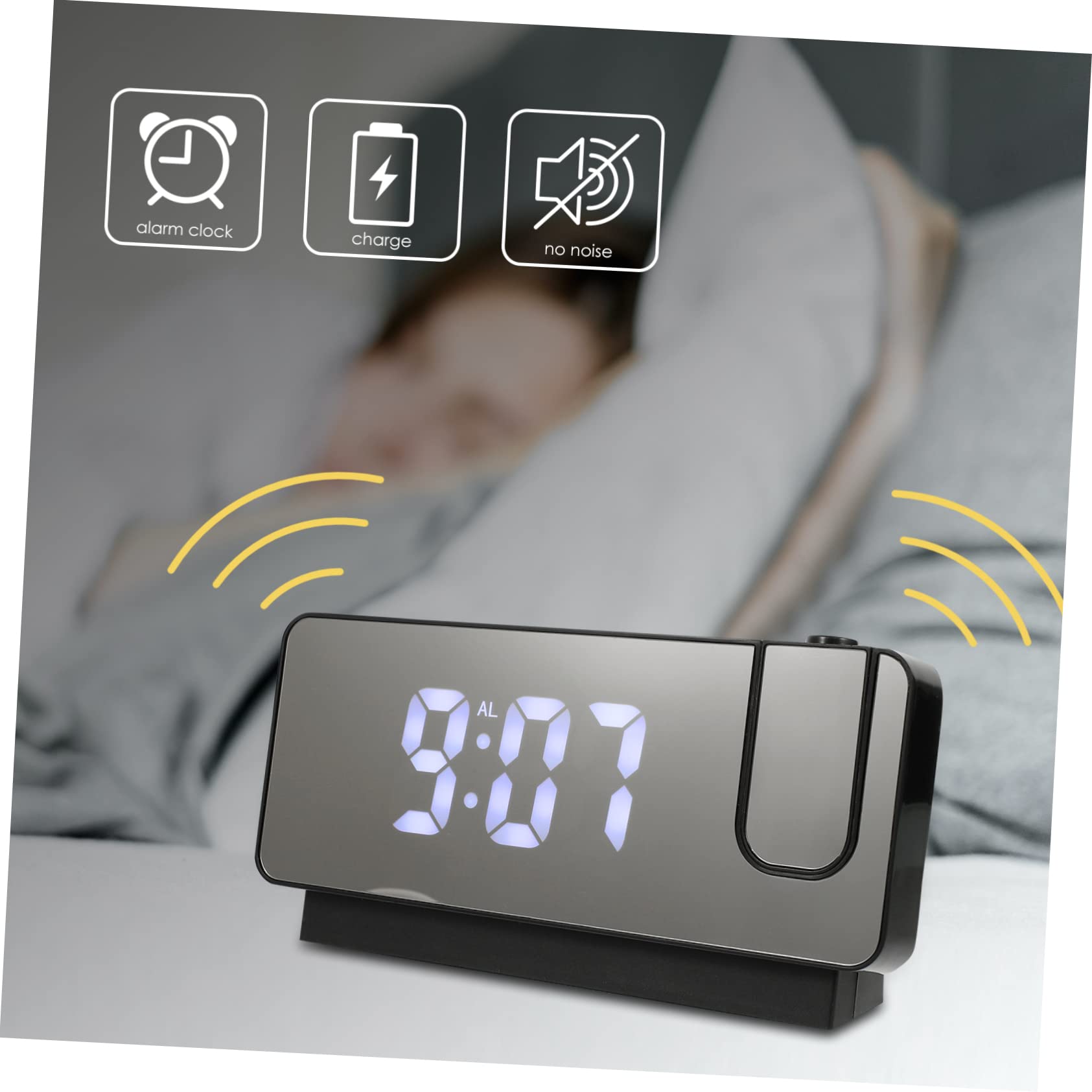 2sätze Projektionswecker Mit USB- Digitale Anzeige Einstellbare Helligkeit Für Schlafzimmer Und Büro Nachtlichtfunktion Stilvolles Design Für