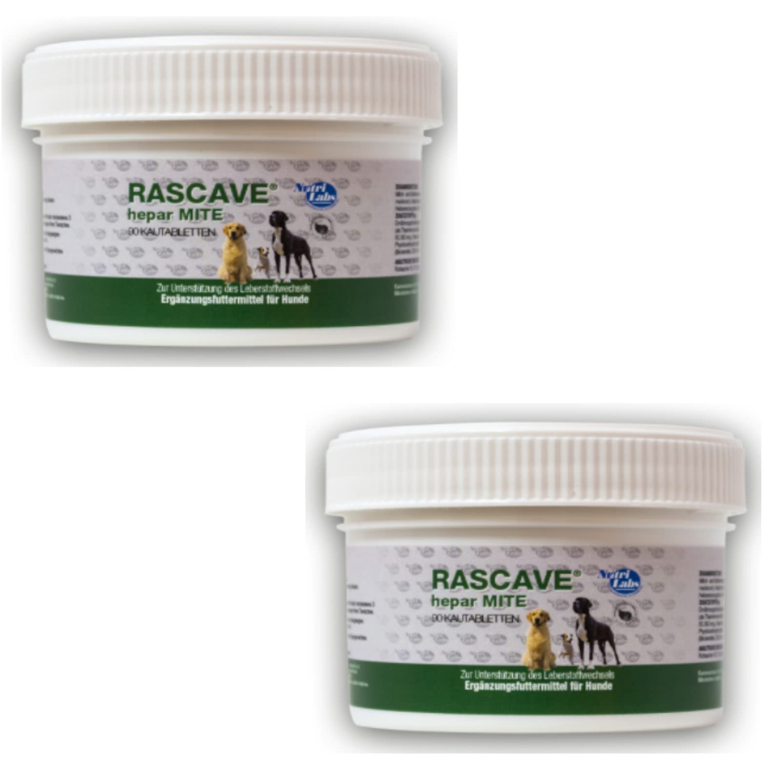 NutriLabs Rascave Hepar mite para perros - Paquete doble - 2 x 90 pastillas