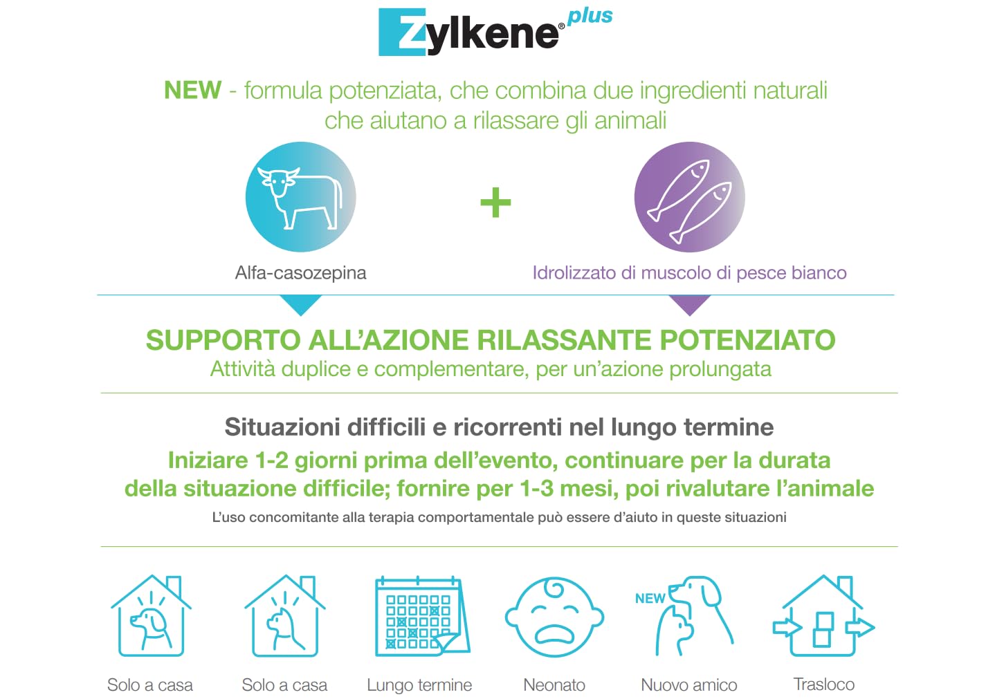 Zylkene Plus Mangime Complementare | Cani oltre 15 kg | Rilassante per situazioni di disagio ricorrente |, 30 Capsule da 450 mg